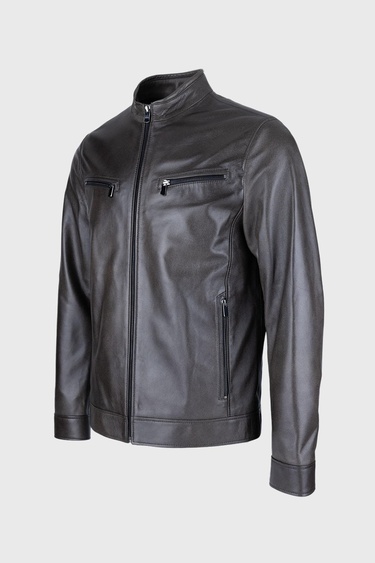  Valmenti Erkek Antrasit Hakiki Deri Deri Mont