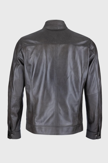  Valmenti Erkek Antrasit Hakiki Deri Deri Mont