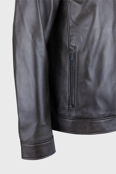  Valmenti Erkek Antrasit Hakiki Deri Deri Mont