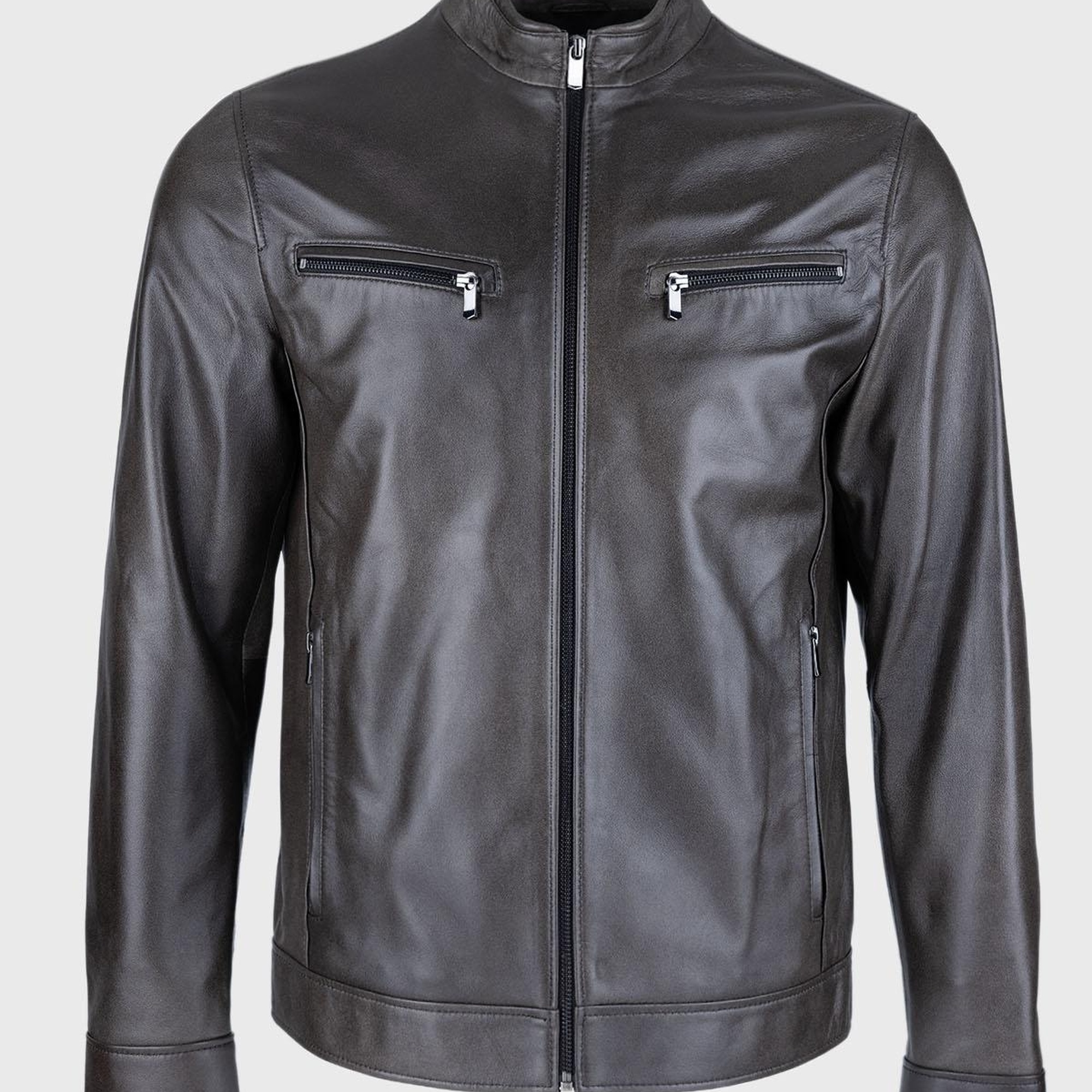 Valmenti Erkek Antrasit Hakiki Deri Deri Mont