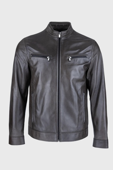  Valmenti Erkek Antrasit Hakiki Deri Deri Mont