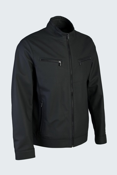  Valmenti Erkek Siyah Tafta Hakiki Deri Deri Mont