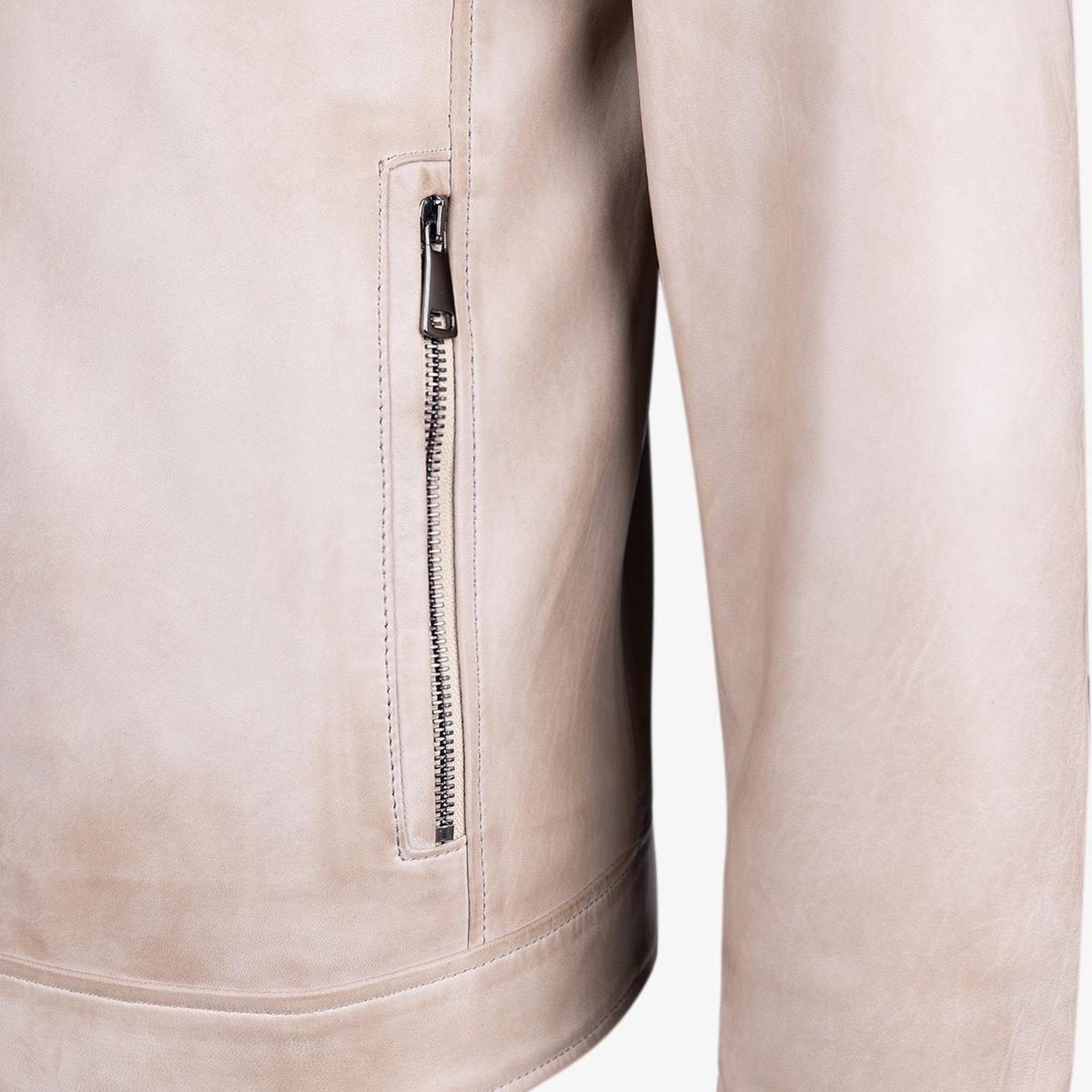 Valmenti Erkek Bej Hakiki Deri Deri Mont