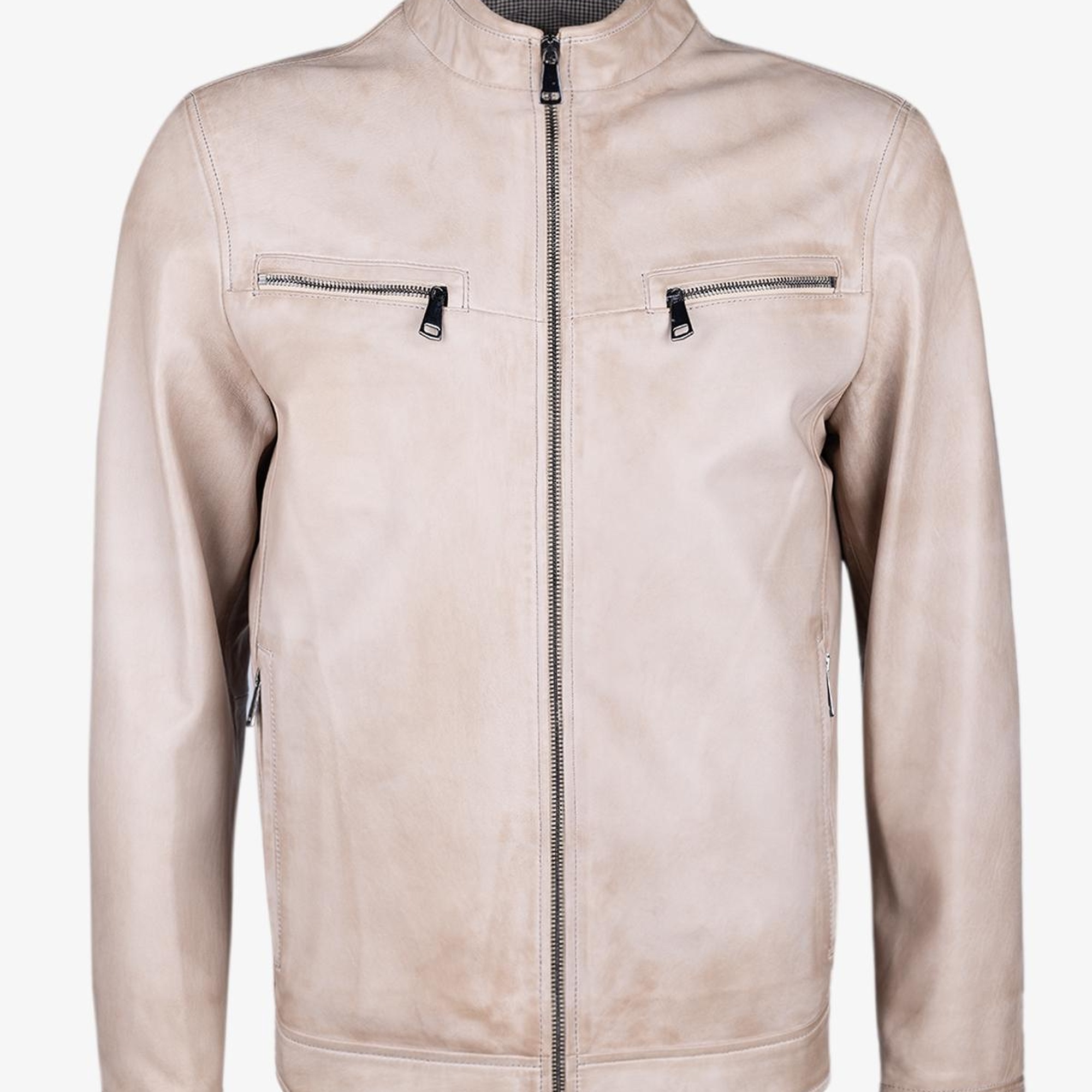 Valmenti Erkek Bej Hakiki Deri Deri Mont