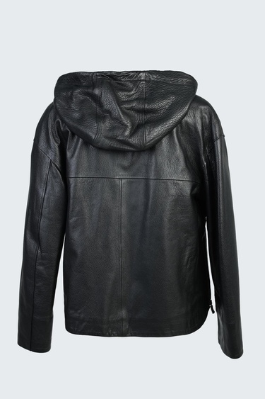  Valmenti Rosia Kadın Siyah jumbo Hakiki Deri Deri Mont