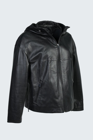  Valmenti Rosia Kadın Siyah jumbo Hakiki Deri Deri Mont