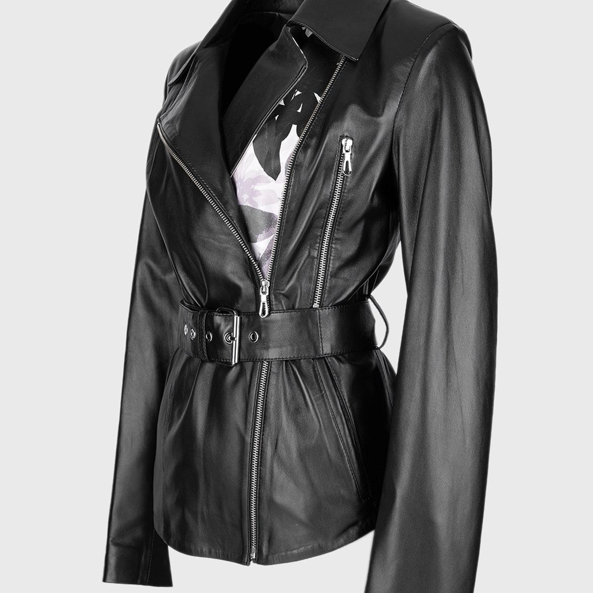 Valmenti Kadın Siyah Hakiki Deri Deri Mont