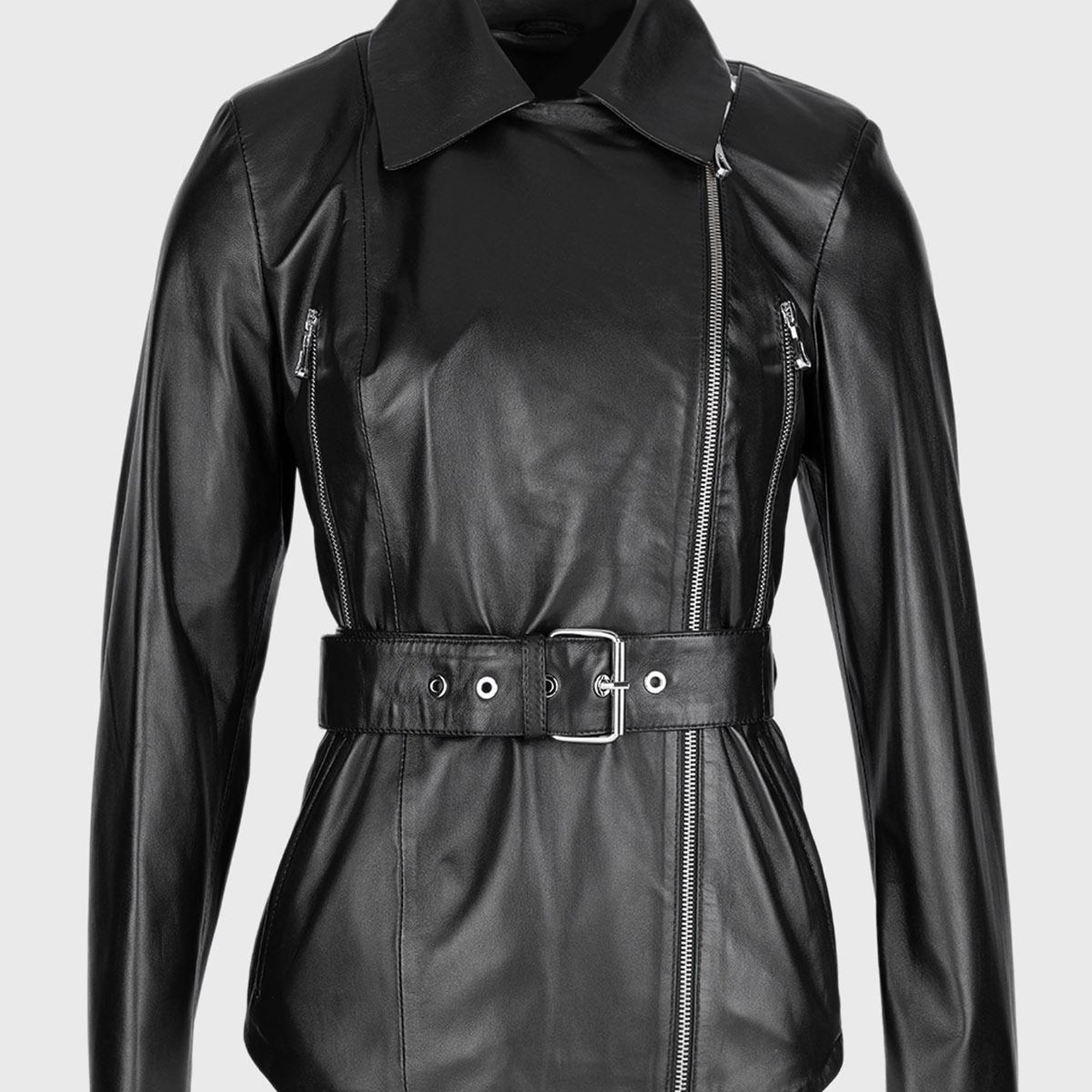 Valmenti Kadın Siyah Hakiki Deri Deri Mont