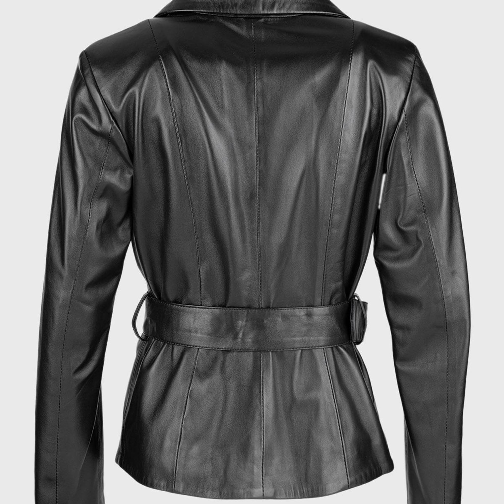 Valmenti Kadın Siyah Hakiki Deri Deri Mont