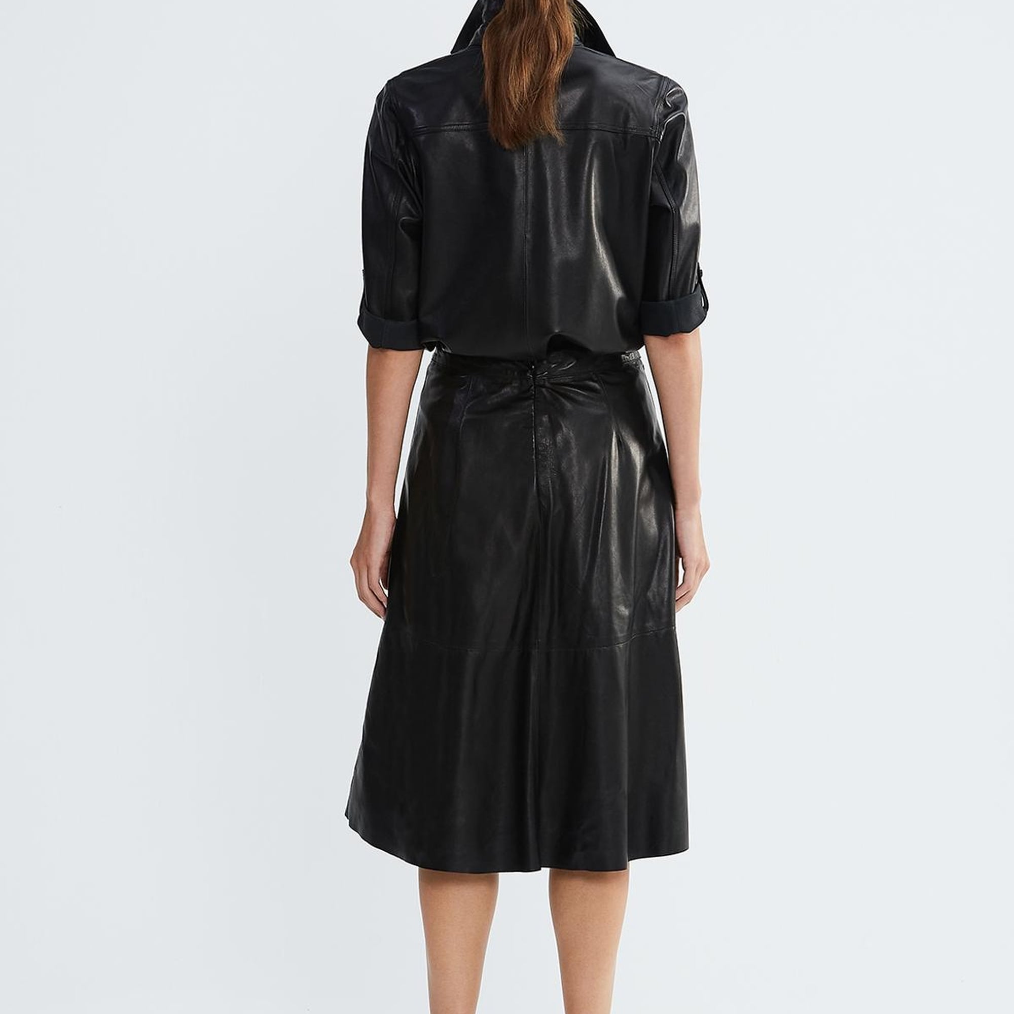 Valmenti Kadın Siyah Hakiki Deri Deri Gömlek