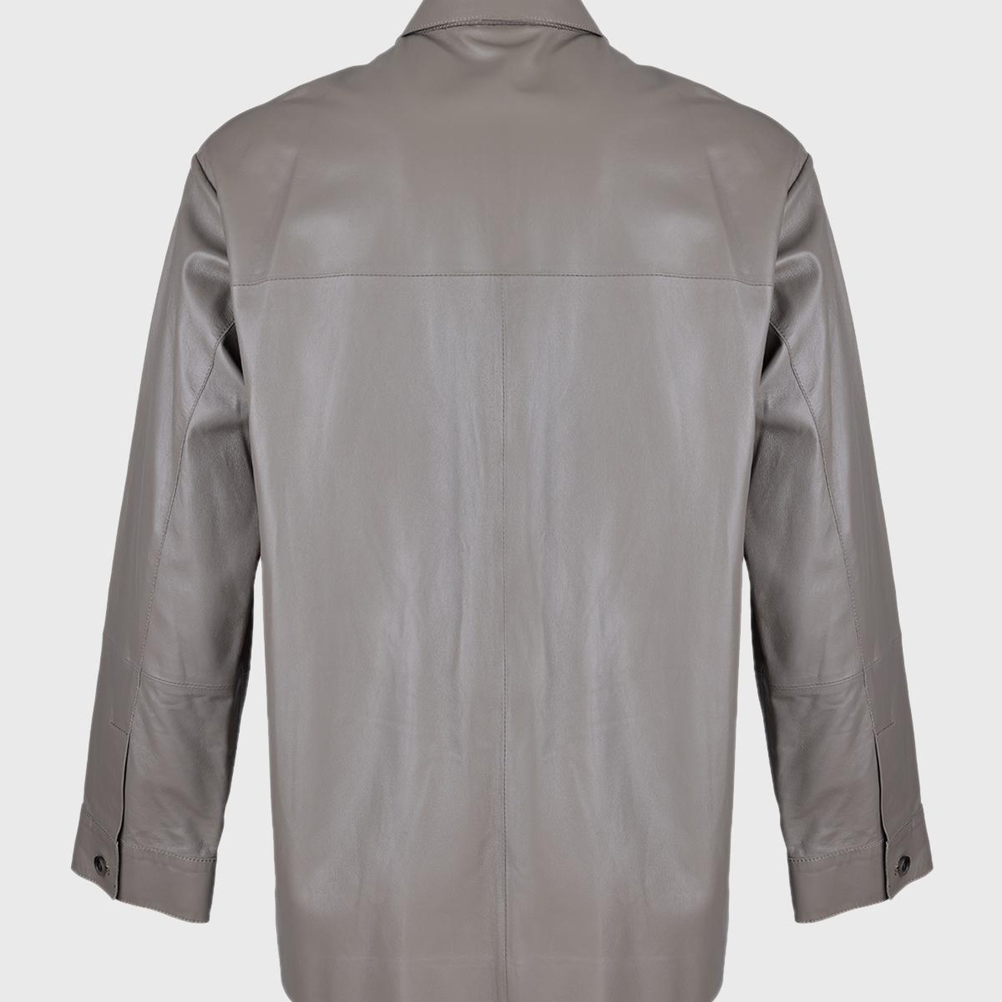 Valmenti Erkek Gri Hakiki Deri Gömlek