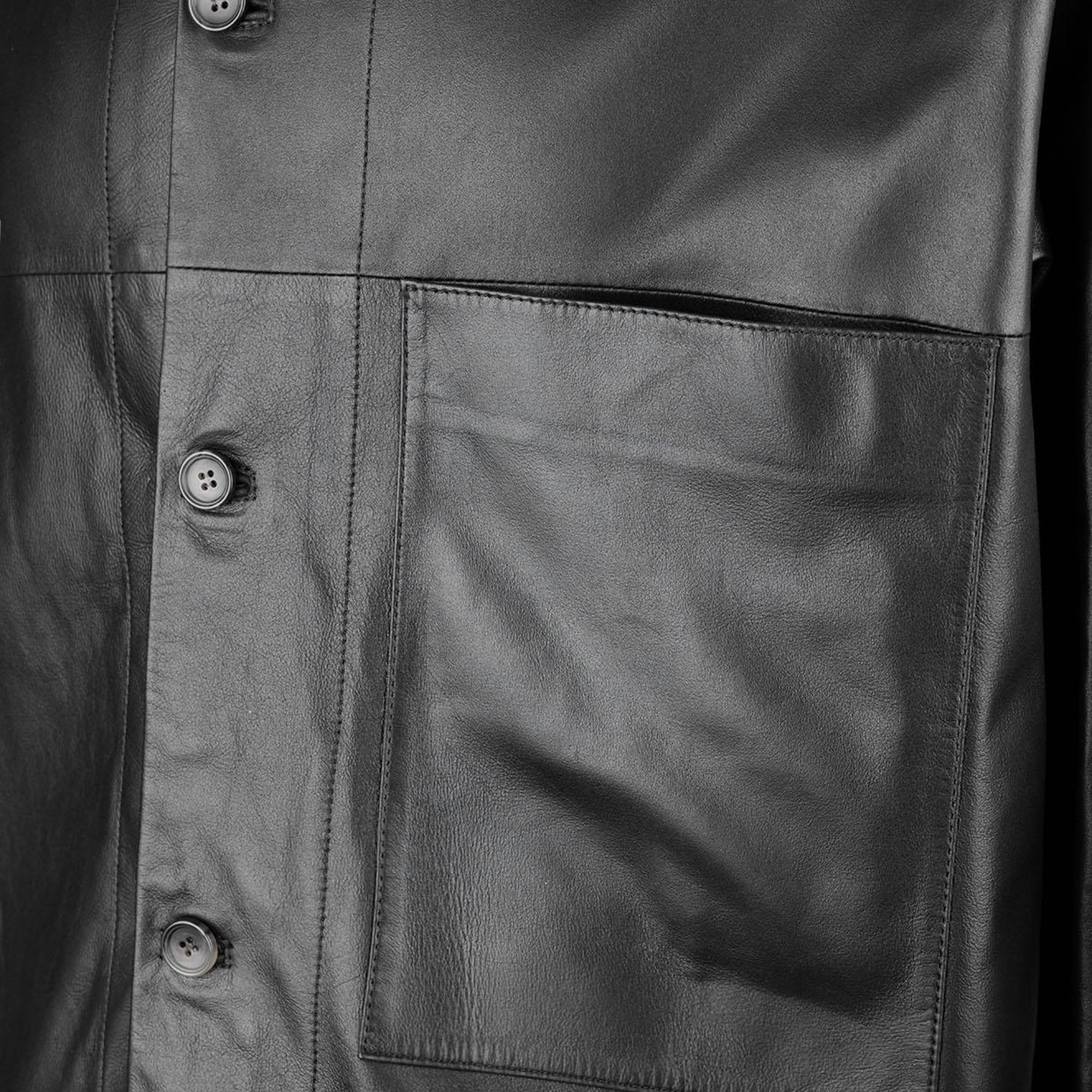 Valmenti Erkek Siyah Hakiki Deri Gömlek