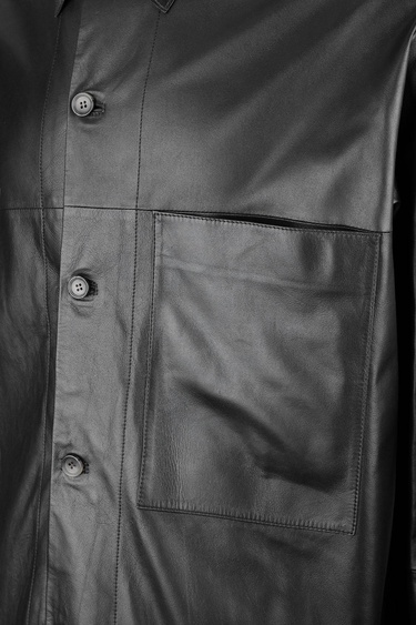  Valmenti Erkek Siyah Hakiki Deri Gömlek