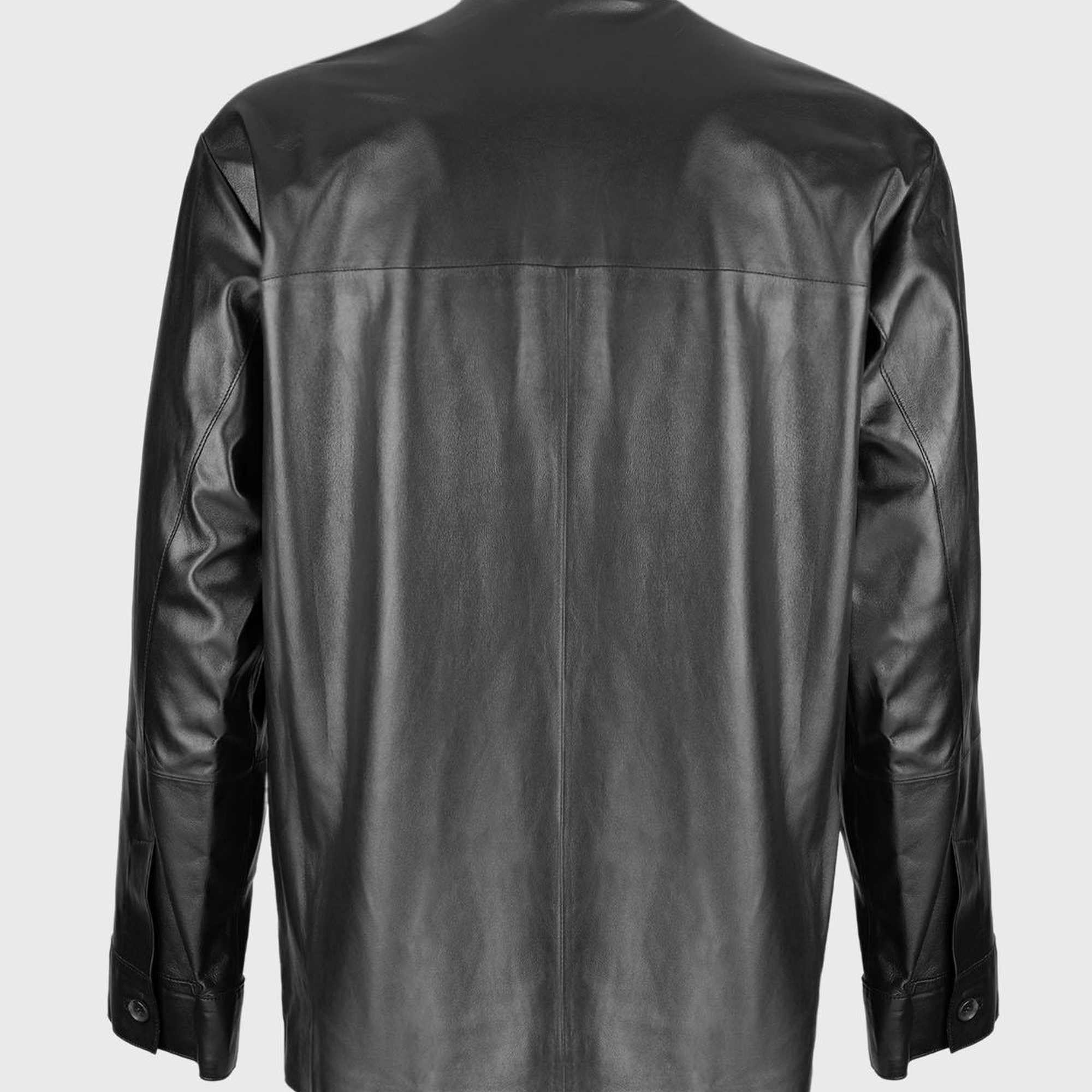 Valmenti Erkek Siyah Hakiki Deri Gömlek