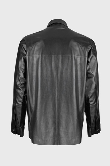  Valmenti Erkek Siyah Hakiki Deri Gömlek