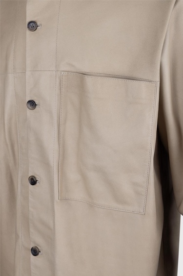  Valmenti Erkek Bej Hakiki Deri Gömlek