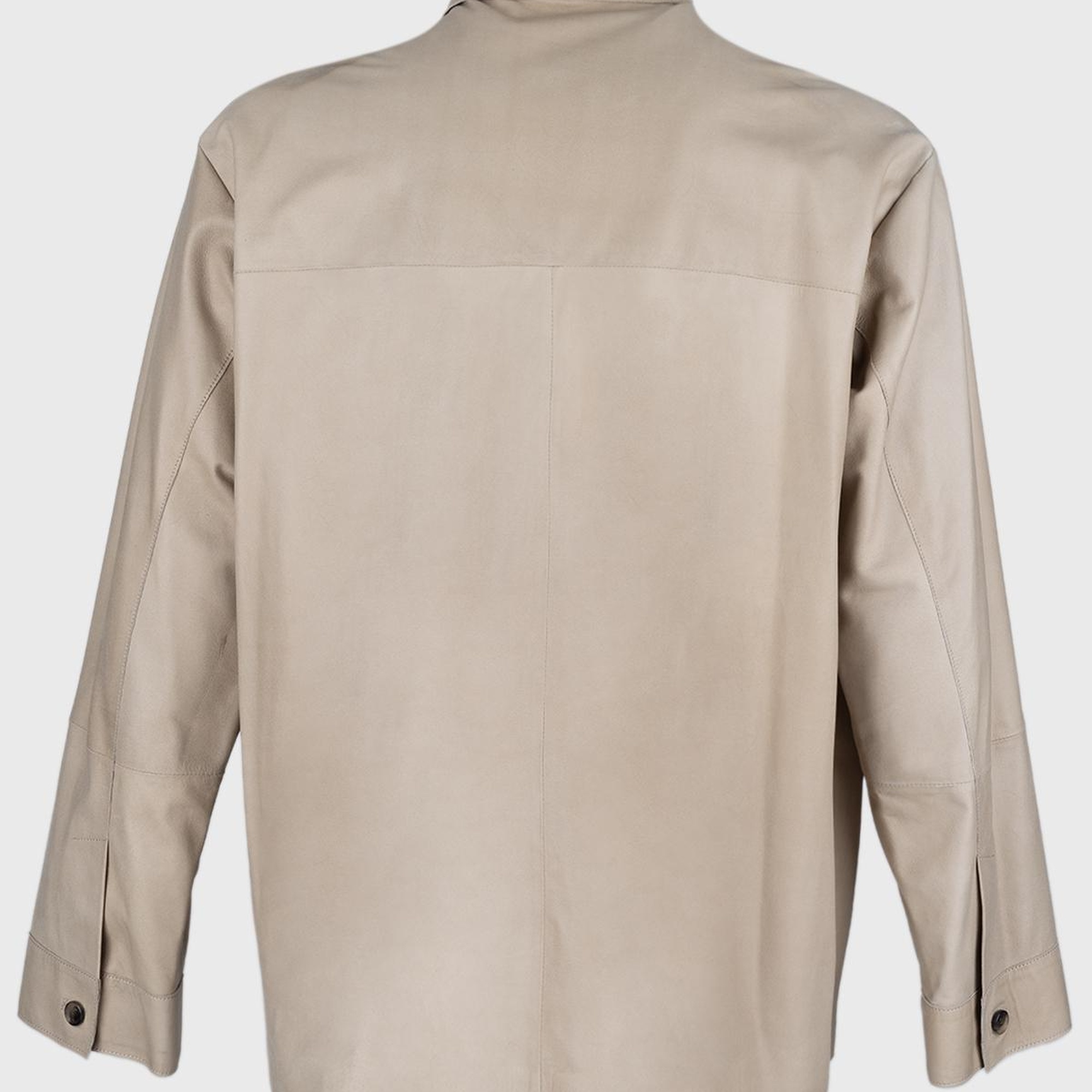 Valmenti Erkek Bej Hakiki Deri Gömlek