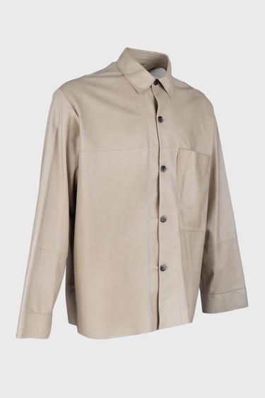  Valmenti Erkek Bej Hakiki Deri Gömlek