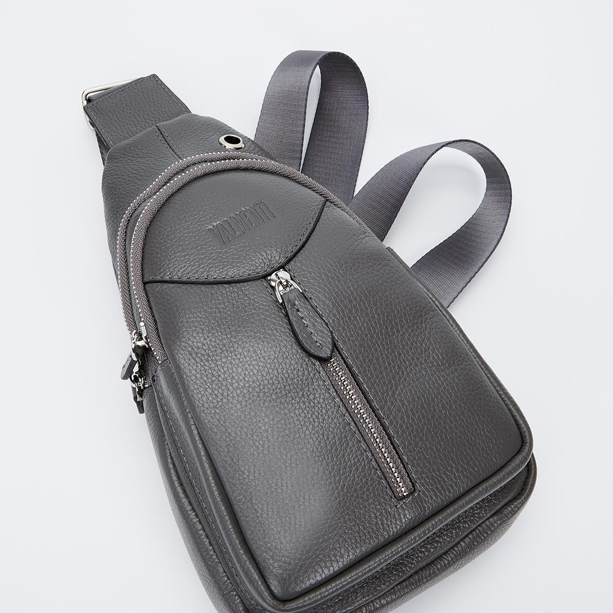 Valmenti Unisex Gri Hakiki Deri GÜNLÜK Çanta