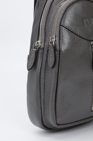  Valmenti Unisex Gri Hakiki Deri GÜNLÜK Çanta