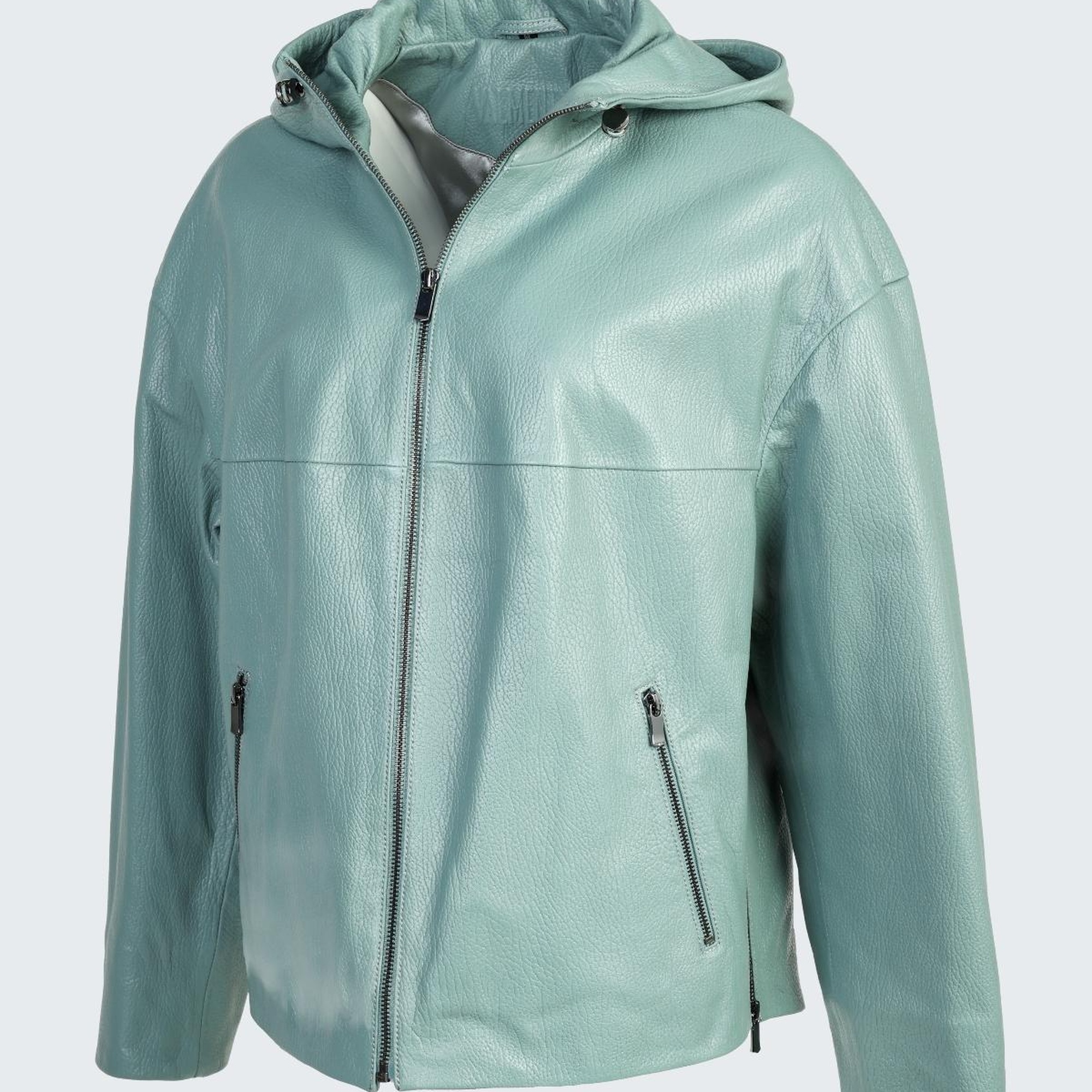 Valmenti Rosia Kadın Su yeşili jumbo Hakiki Deri Deri Mont