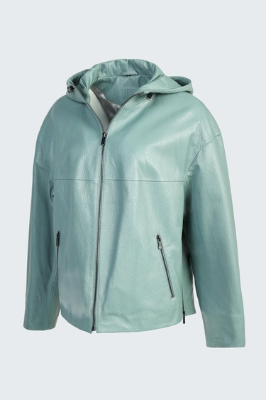  Valmenti Rosia Kadın Su yeşili jumbo Hakiki Deri Deri Mont