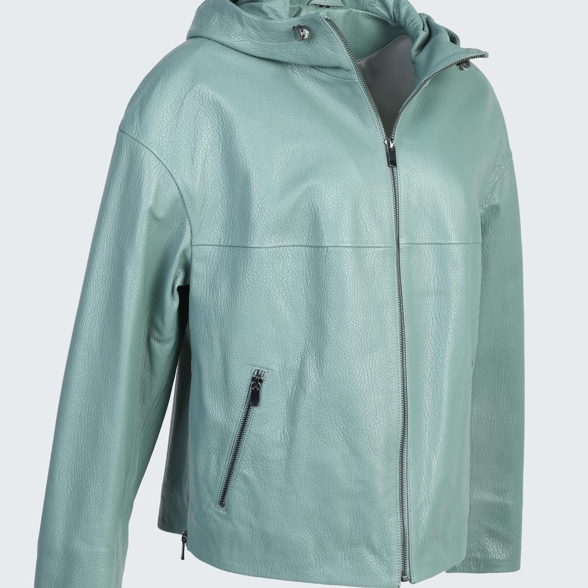 Valmenti Rosia Kadın Su yeşili jumbo Hakiki Deri Deri Mont