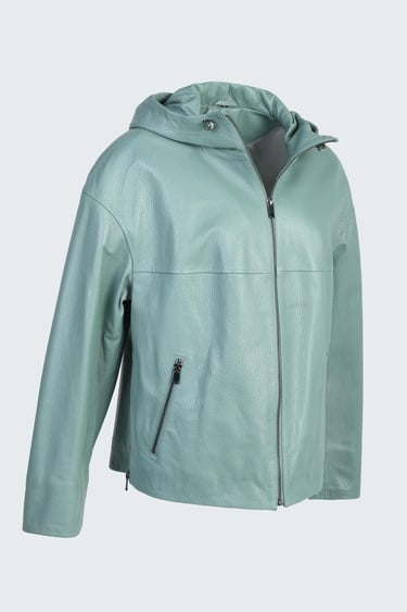  Valmenti Rosia Kadın Su yeşili jumbo Hakiki Deri Deri Mont