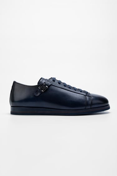  Valmenti Erkek Lacivert Hakiki Deri Casual Ayakkabı