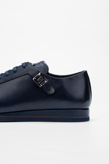  Valmenti Erkek Lacivert Hakiki Deri Casual Ayakkabı