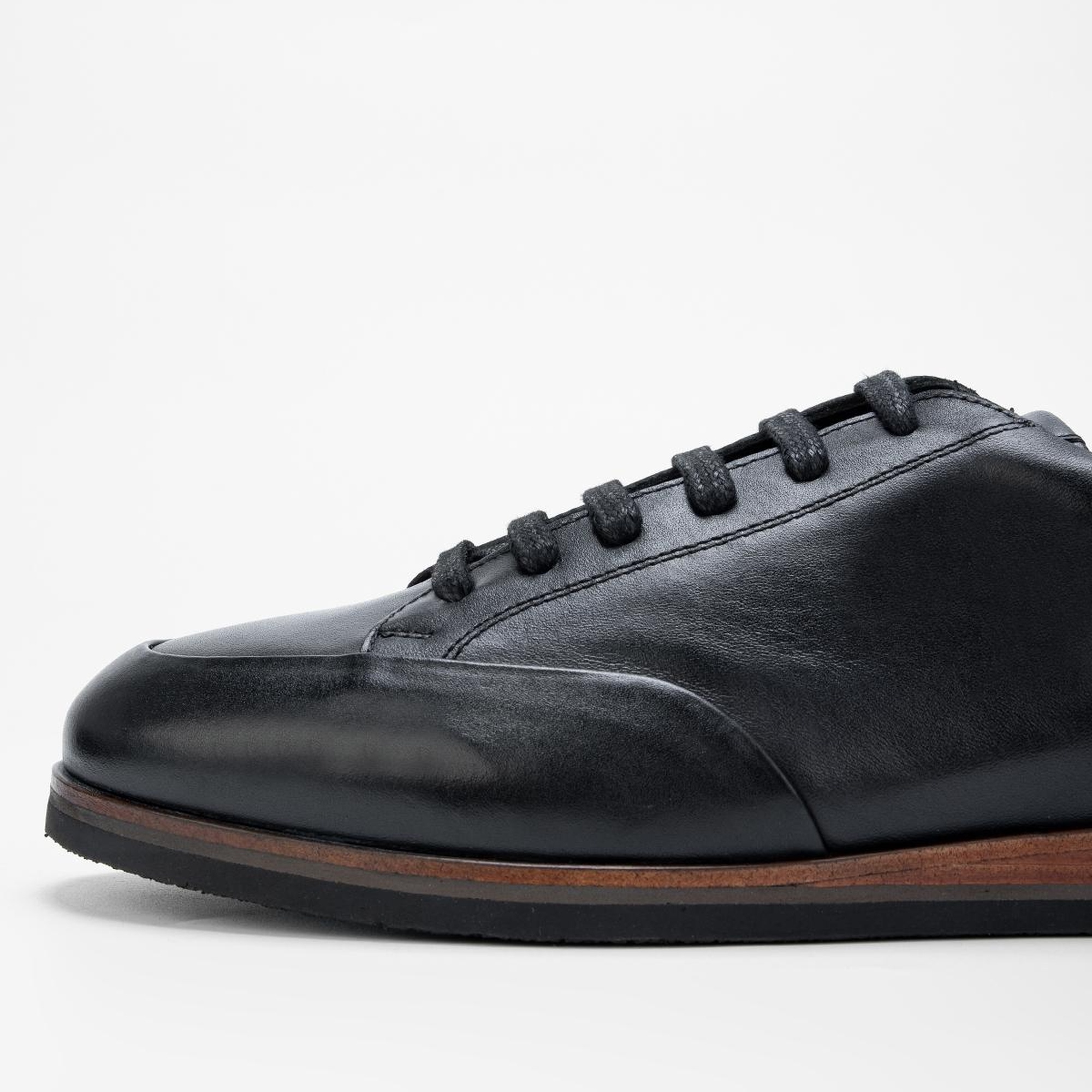 Valmenti Erkek Siyah Hakiki Deri Casual Ayakkabı