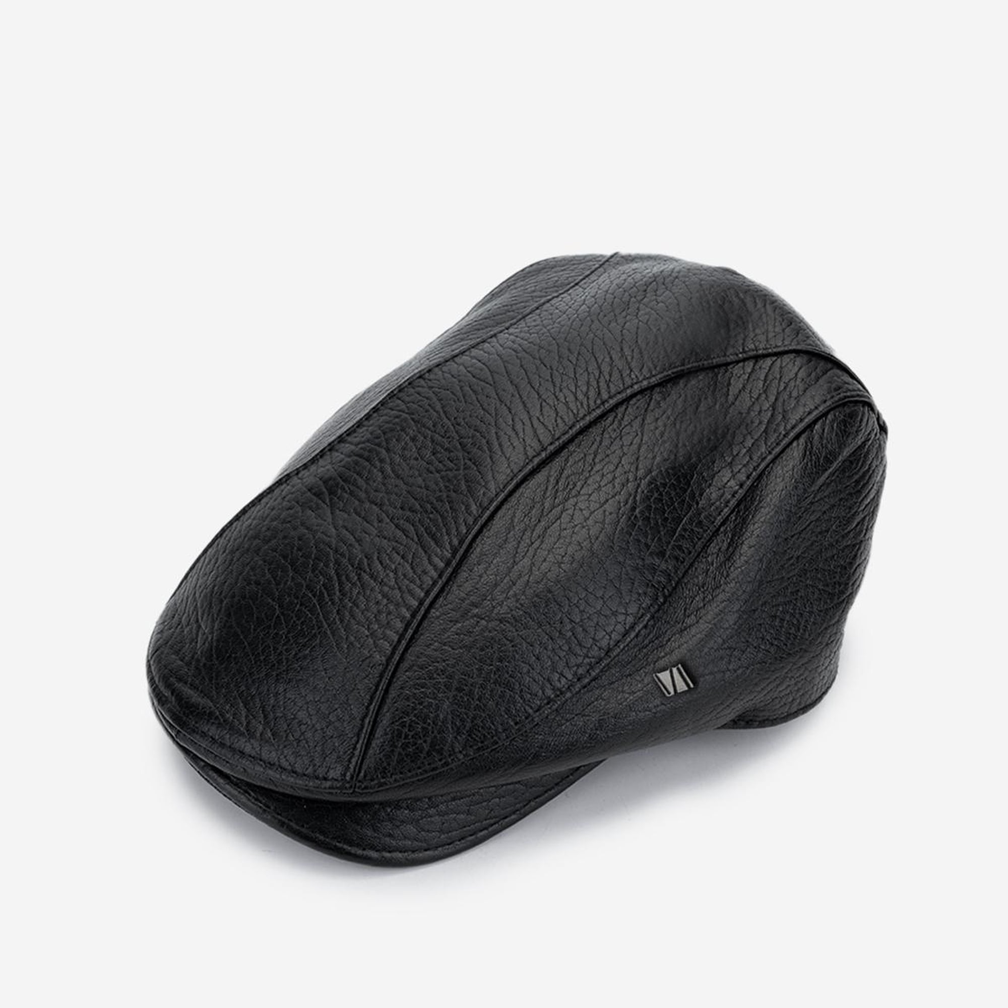 Valmenti Erkek Hakiki Deri Siyah Jumbo London Şapka