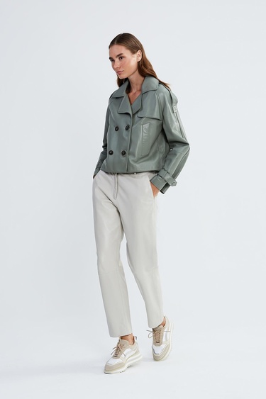  Valmenti Kadın Bakır Hakiki Deri Ceket