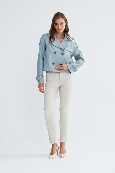  Valmenti Kadın Gümüş Metalik Hakiki Deri Ceket