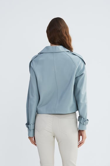  Valmenti Kadın Gümüş Metalik Hakiki Deri Ceket