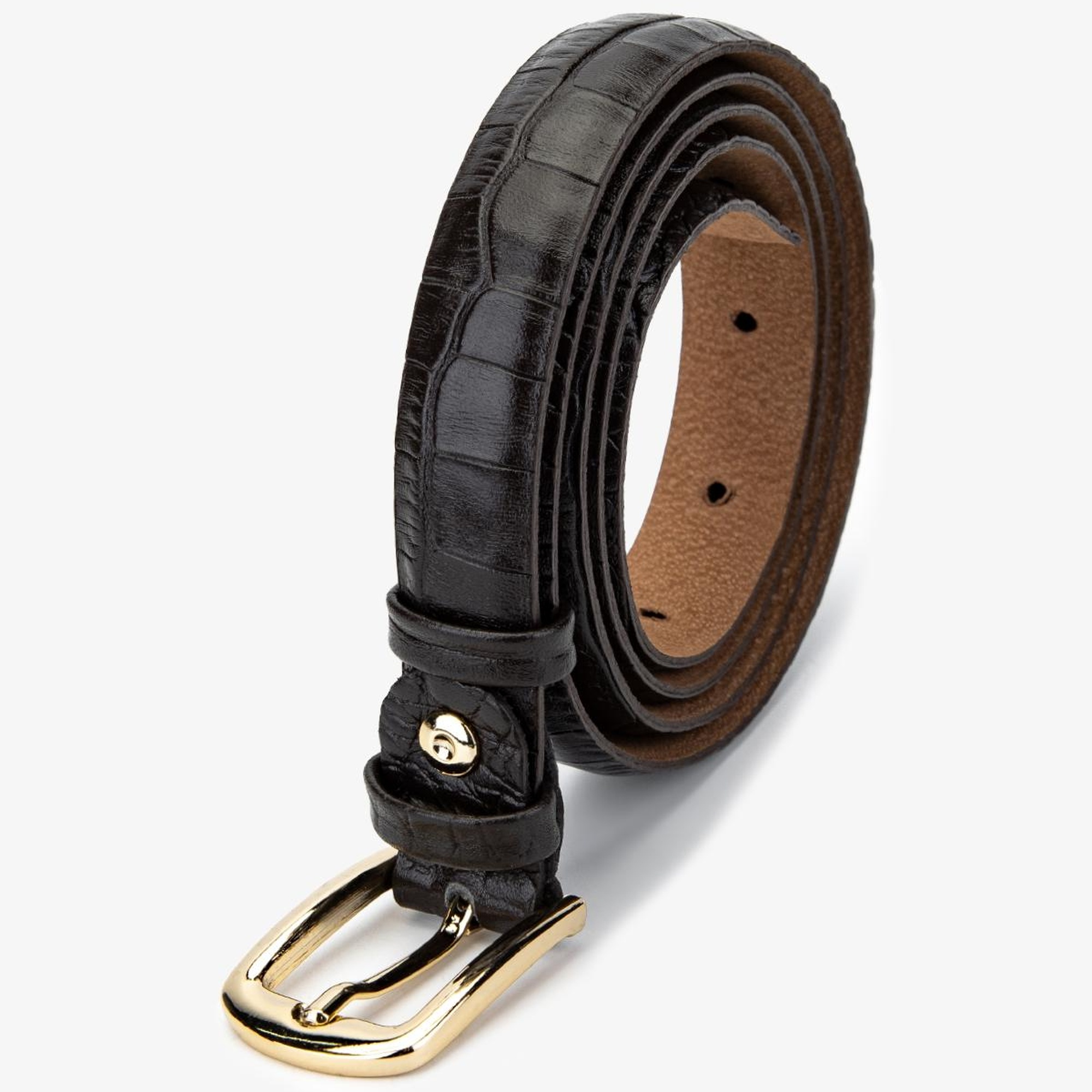 Valmenti Kadın Hakiki Deri Kahverengi Kroko Kemer