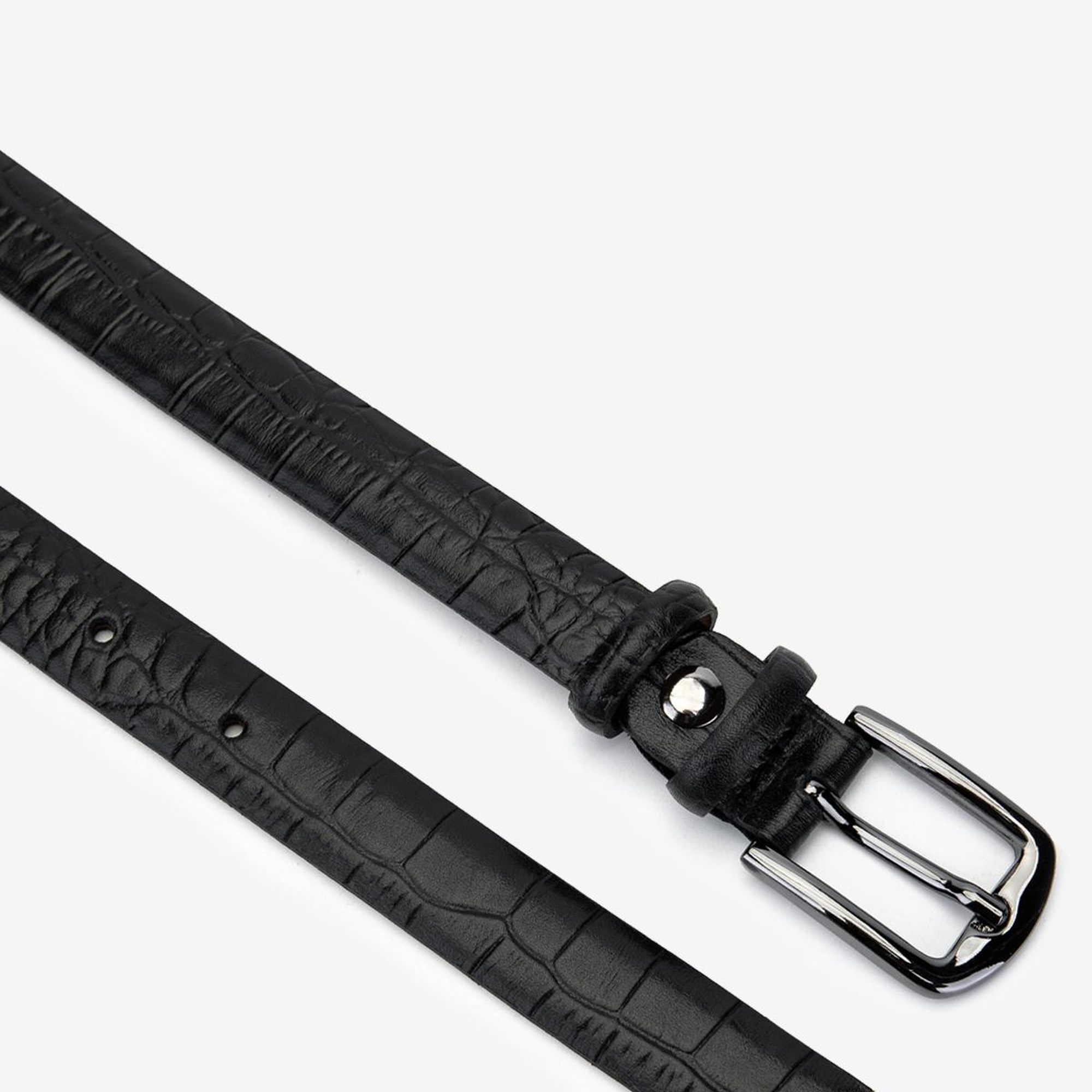 Valmenti Kadın Hakiki Deri Siyah Kroko Kemer