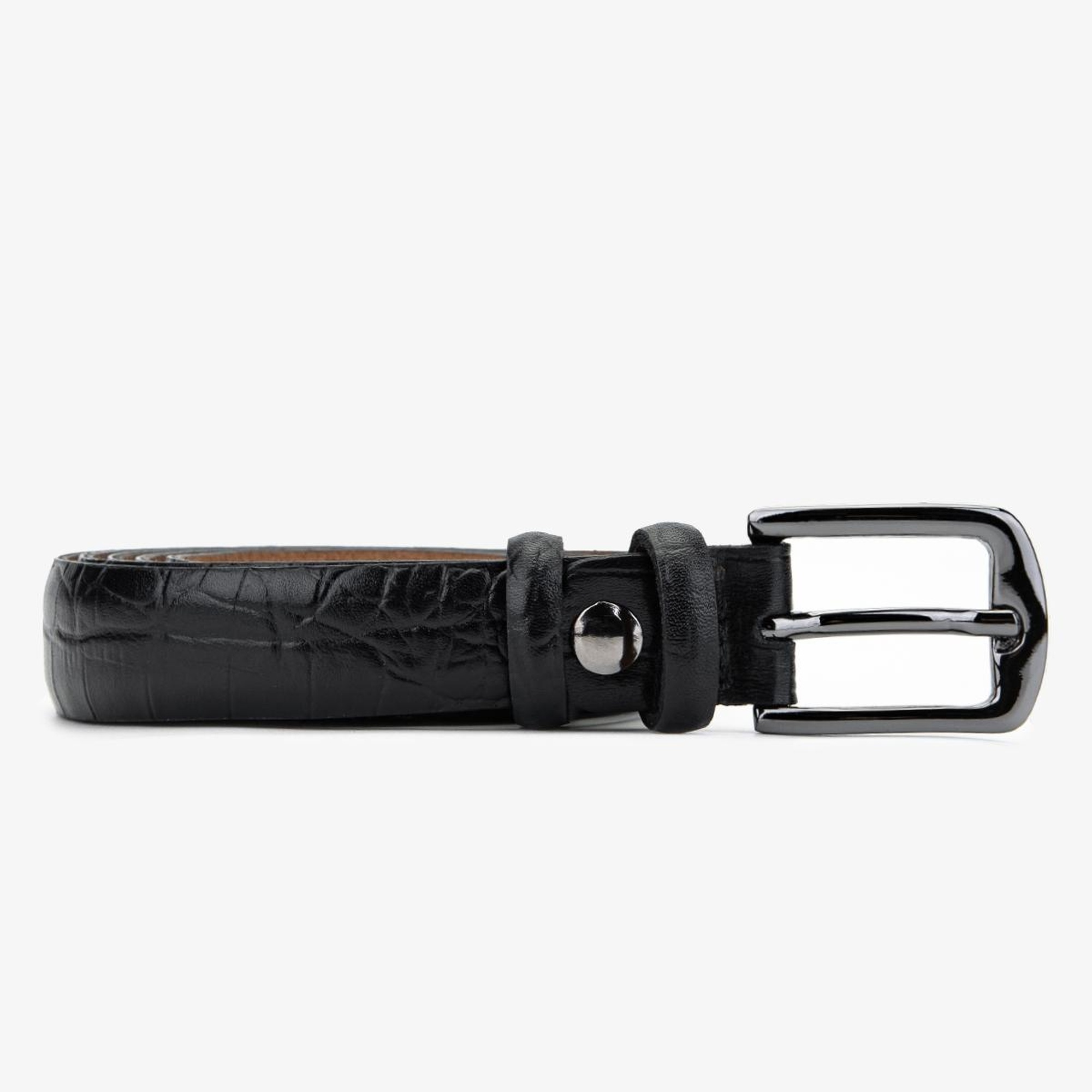 Valmenti Kadın Hakiki Deri Siyah Kroko Kemer