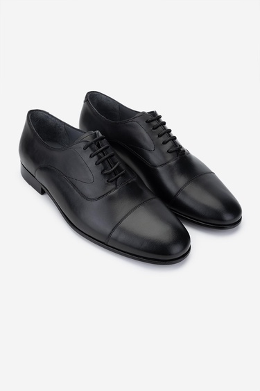  Valmenti Erkek Hakiki Deri Siyah Klasik Ayakkabı