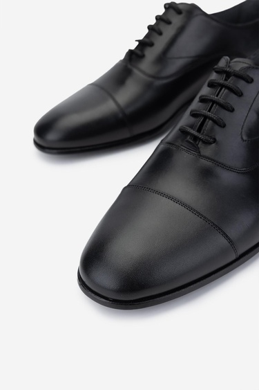  Valmenti Erkek Hakiki Deri Siyah Klasik Ayakkabı