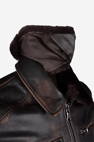  Valmenti Erkek Hakiki Deri Kızıl Eskitme Deri Mont