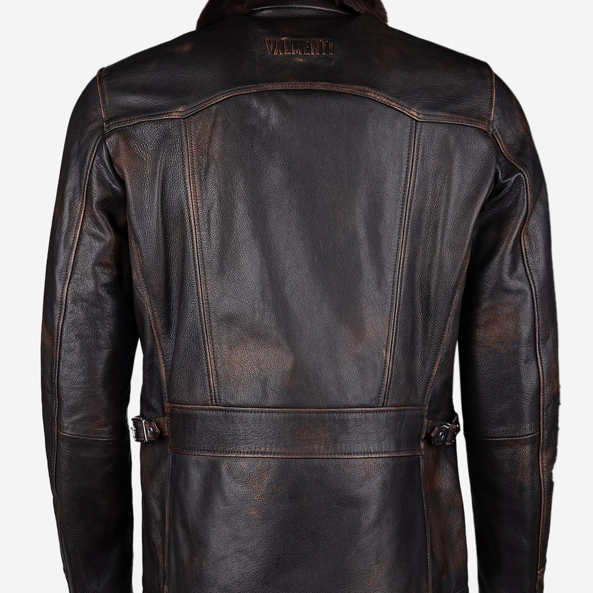 Valmenti Erkek Hakiki Deri Kızıl Eskitme Deri Mont