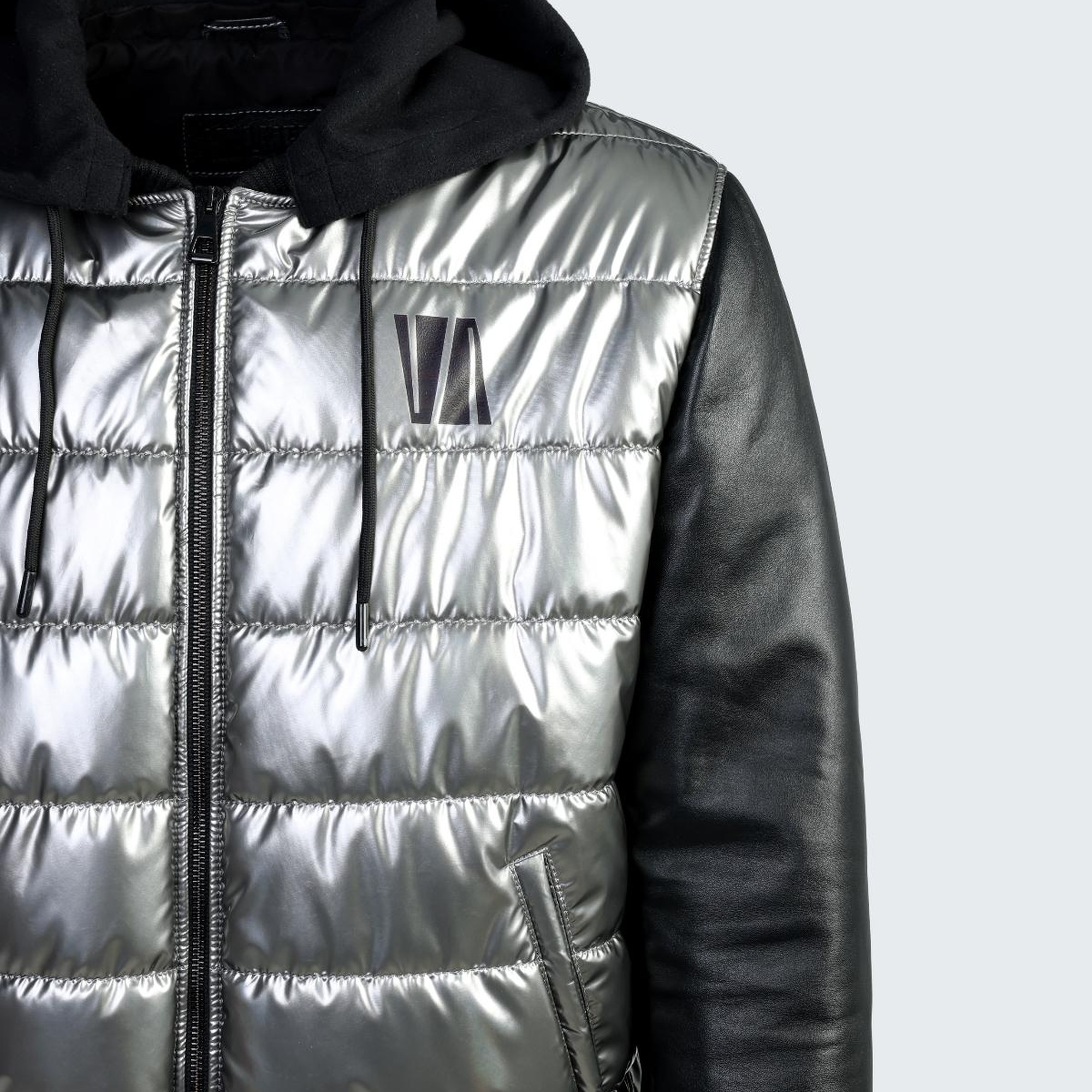 Valmenti Erkek GRI ICON Deri & Tekstil Deri Mont