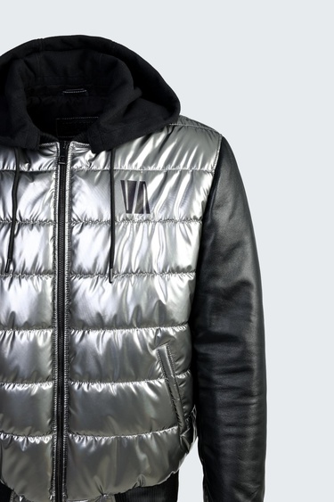  Valmenti Erkek GRI ICON Deri & Tekstil Deri Mont