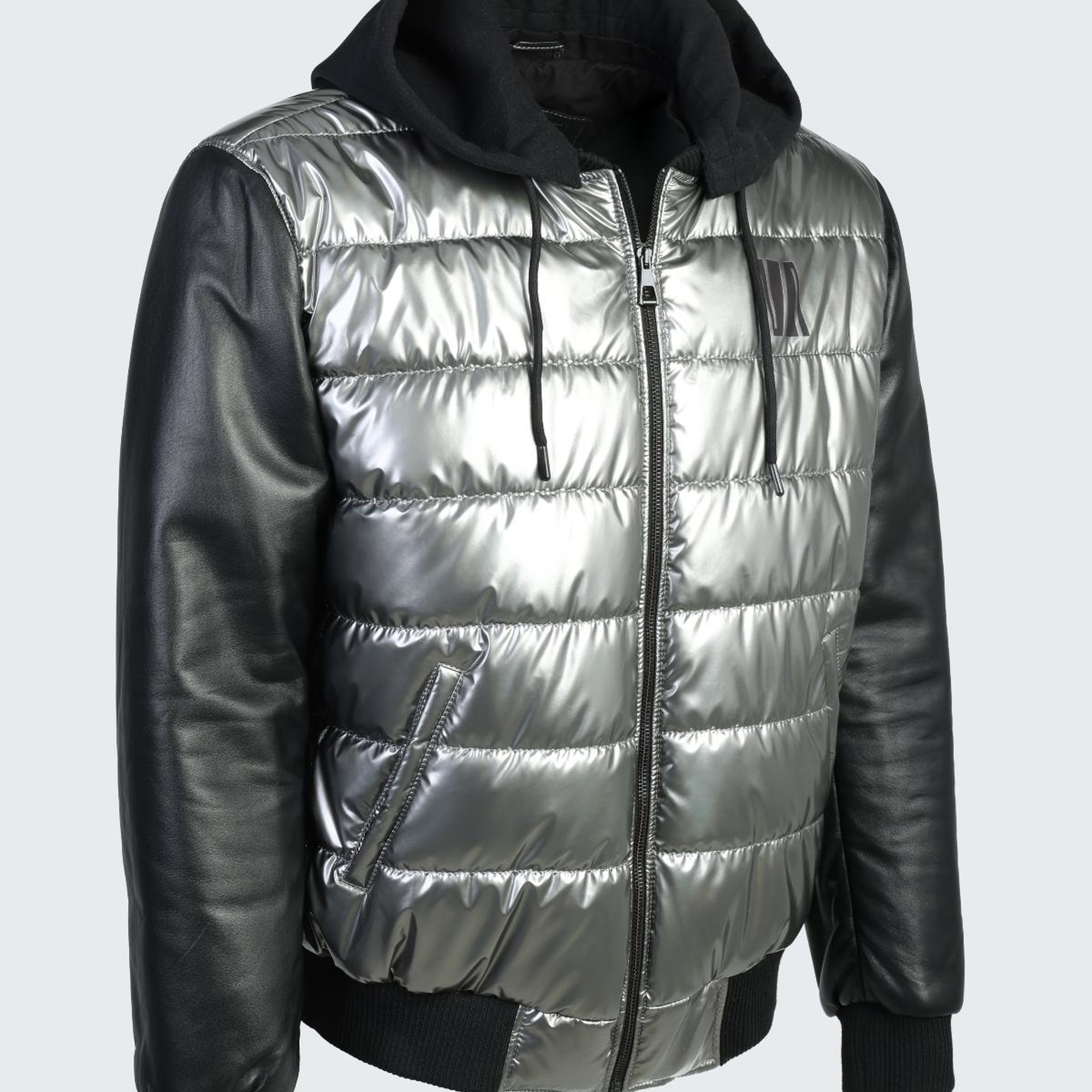 Valmenti Erkek GRI ICON Deri & Tekstil Deri Mont