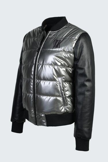  Valmenti Kadın GRI ICON Deri & Tekstil Mont