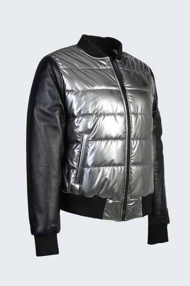  Valmenti Kadın GRI ICON Deri & Tekstil Mont