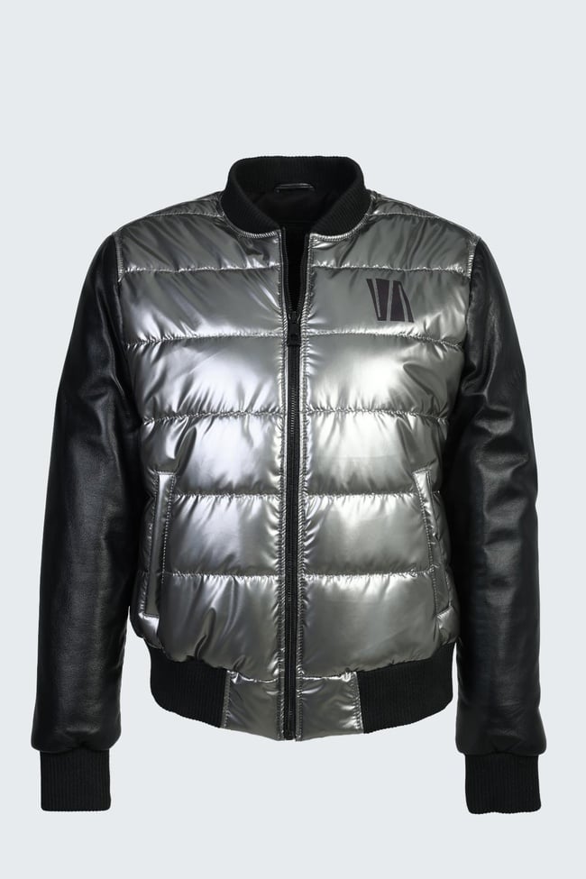  Valmenti Kadın GRI ICON Deri & Tekstil Mont