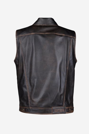  Valmenti Erkek Hakiki Deri Kızıl Eskitme Yelek Deri Mont