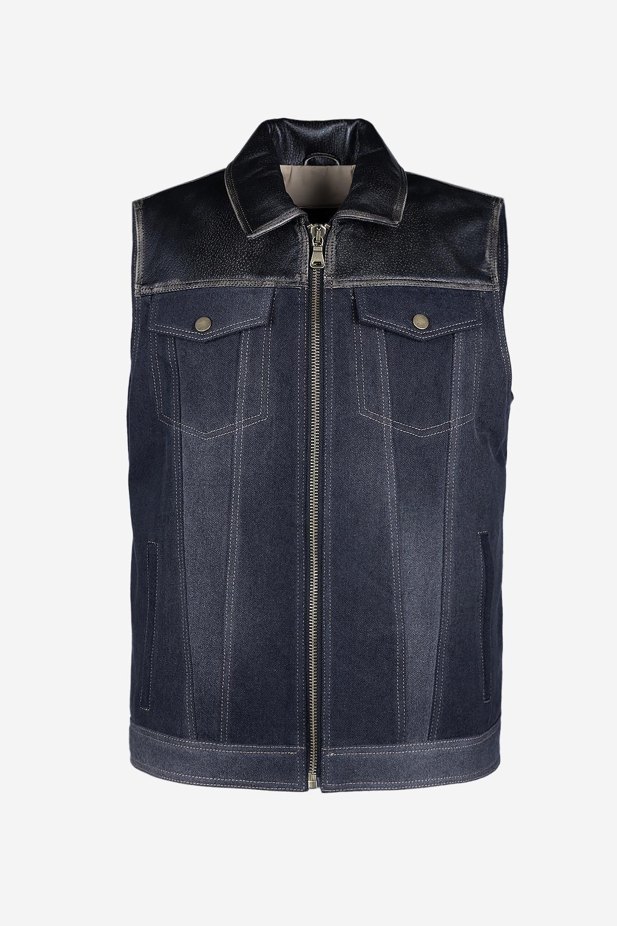  Valmenti Erkek Hakiki Deri Yelek Deri Mont